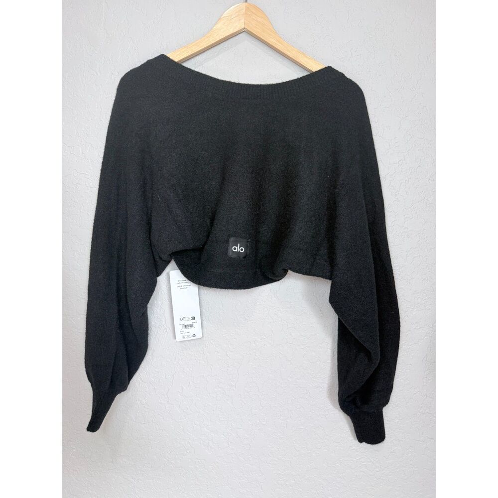 Alo Yoga Snuggle Up Sweater Shawl Black One Size NWT Cropped Shrug Balletcore